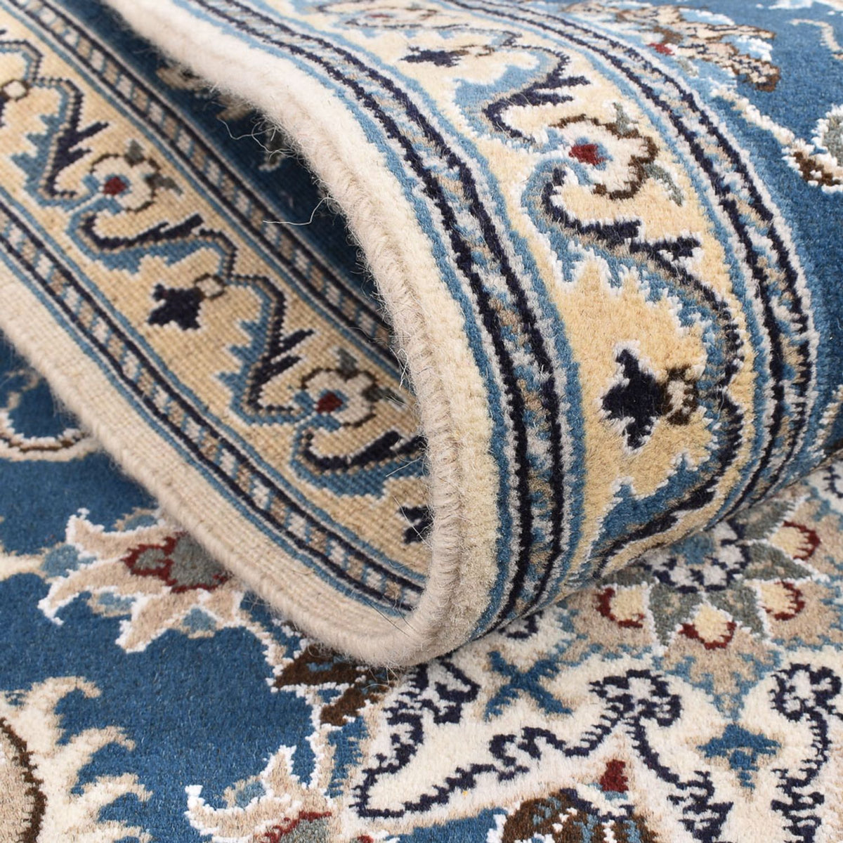 Biegacz Dywan perski - Nain - 298 x 80 cm - morski błękit