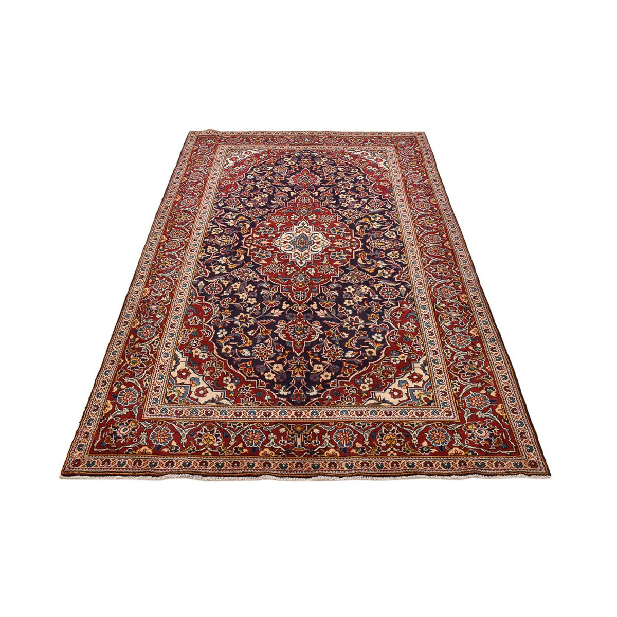 Dywan perski - Keshan - 255 x 146 cm - ciemnoniebieski