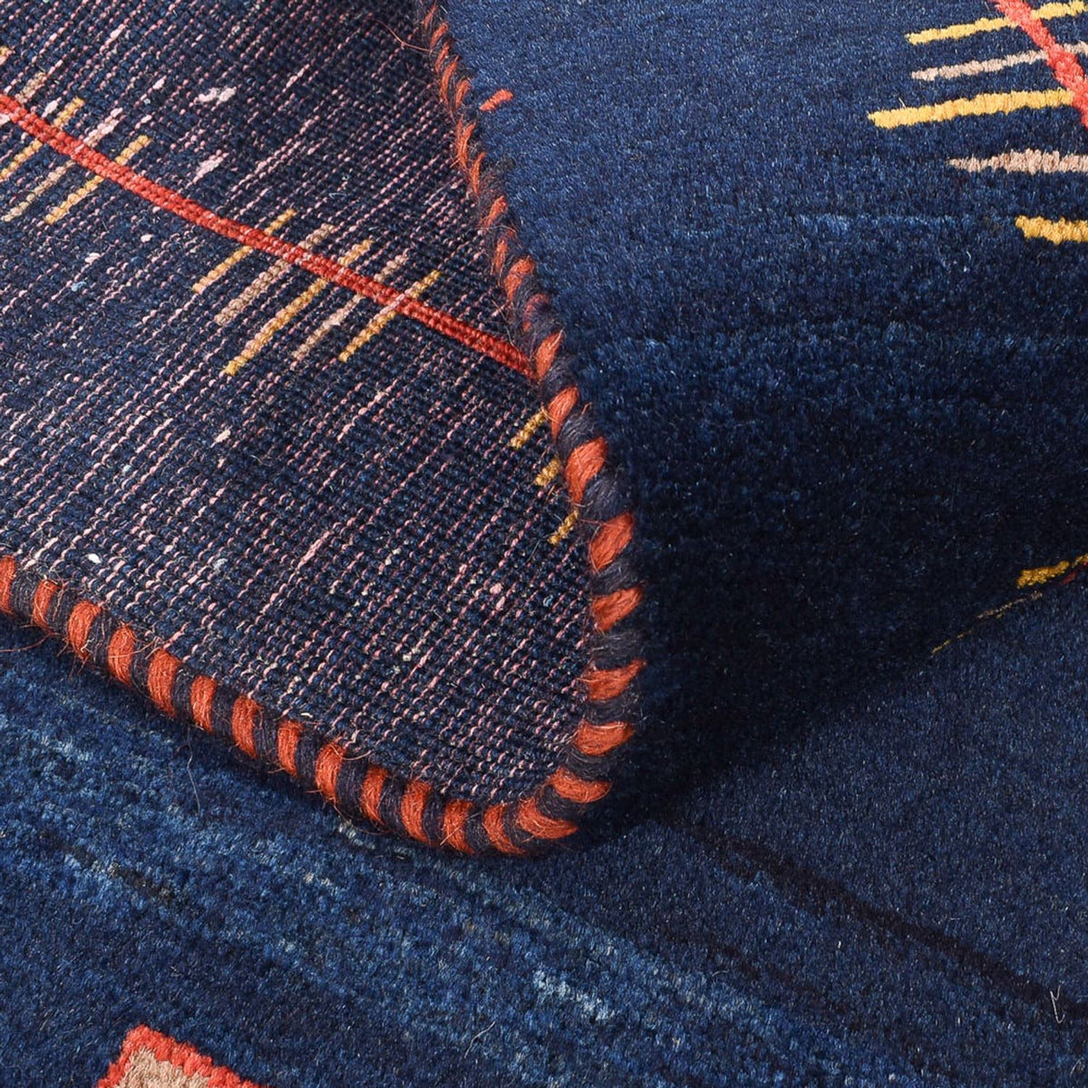 Dywan Gabbeh - Loribaft Perski - 143 x 110 cm - ciemnoniebieski