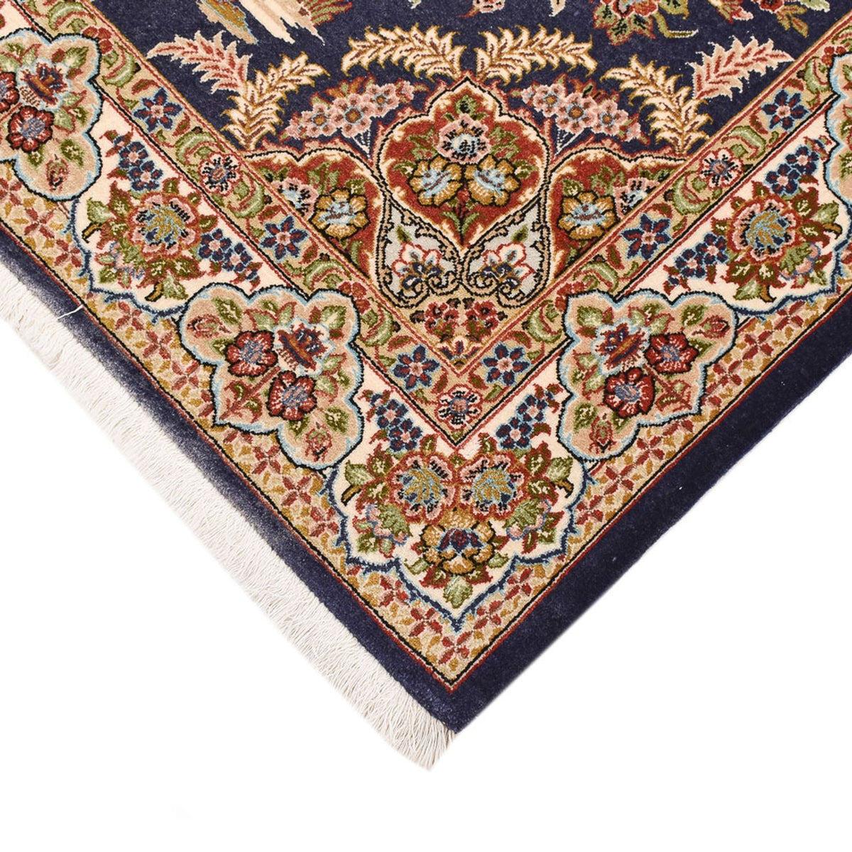 Perski dywan - Ghom - Królewski - 154 x 102 cm - ciemnoniebieski