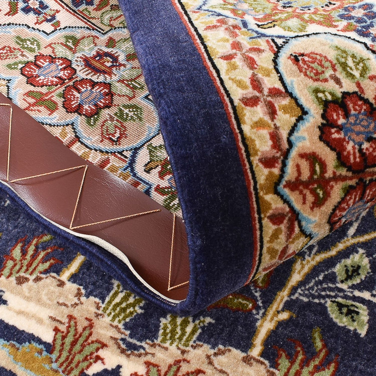 Perski dywan - Ghom - Królewski - 154 x 102 cm - ciemnoniebieski