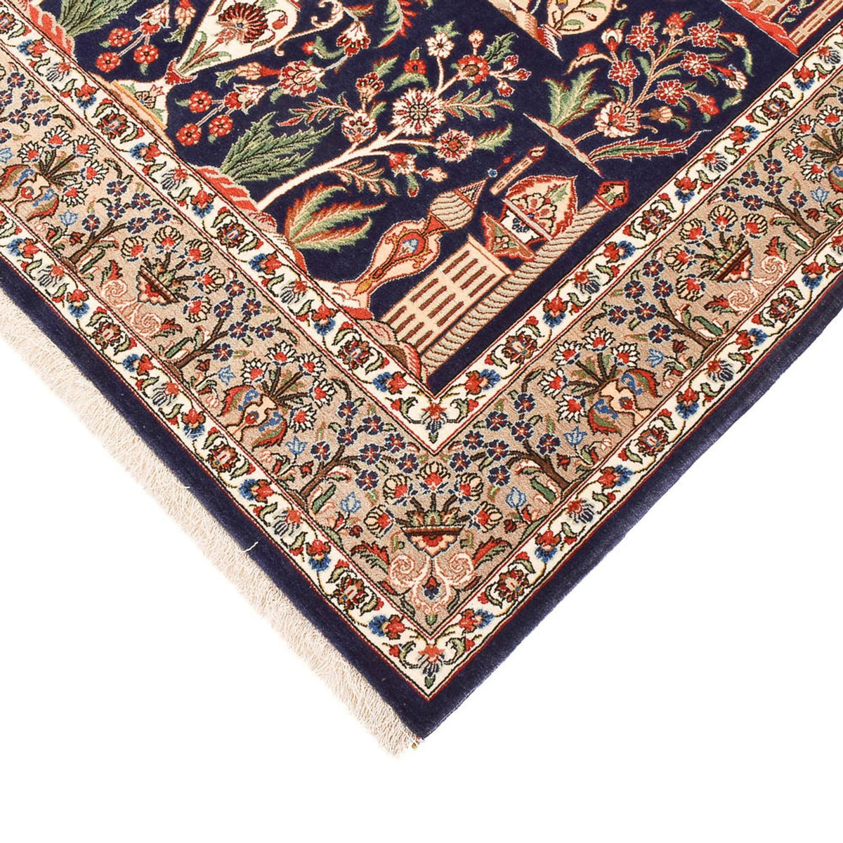 Perski dywan - Ghom - Królewski - 200 x 130 cm - ciemnoniebieski