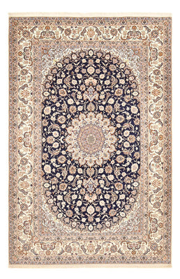 Dywan perski - Isfahan - Premium - 306 x 202 cm - ciemnoniebieski