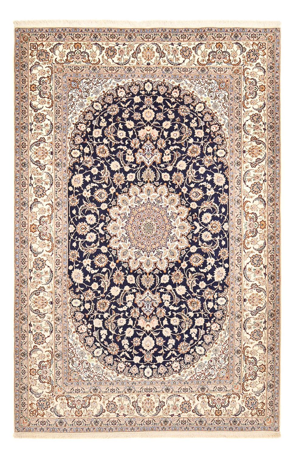 Dywan perski - Isfahan - Premium - 306 x 202 cm - ciemnoniebieski