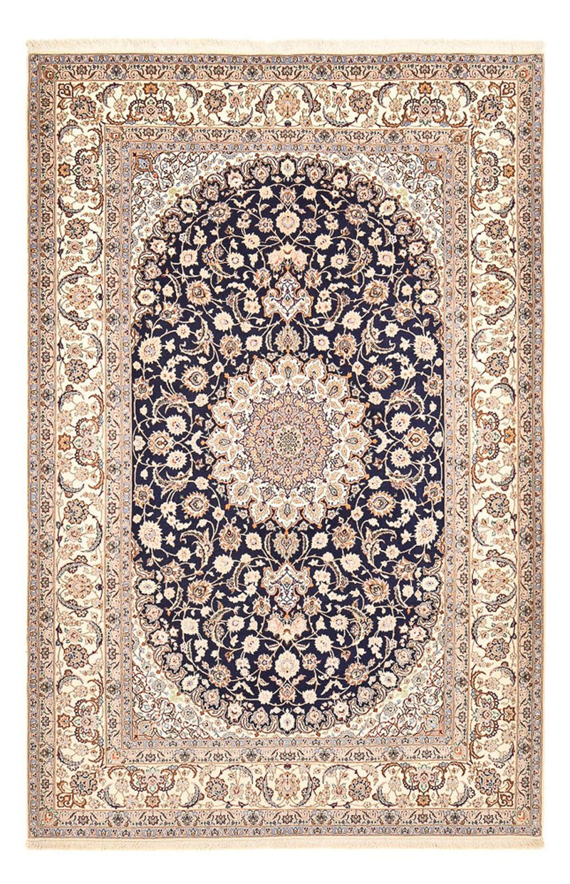 Dywan perski - Isfahan - Premium - 306 x 202 cm - ciemnoniebieski