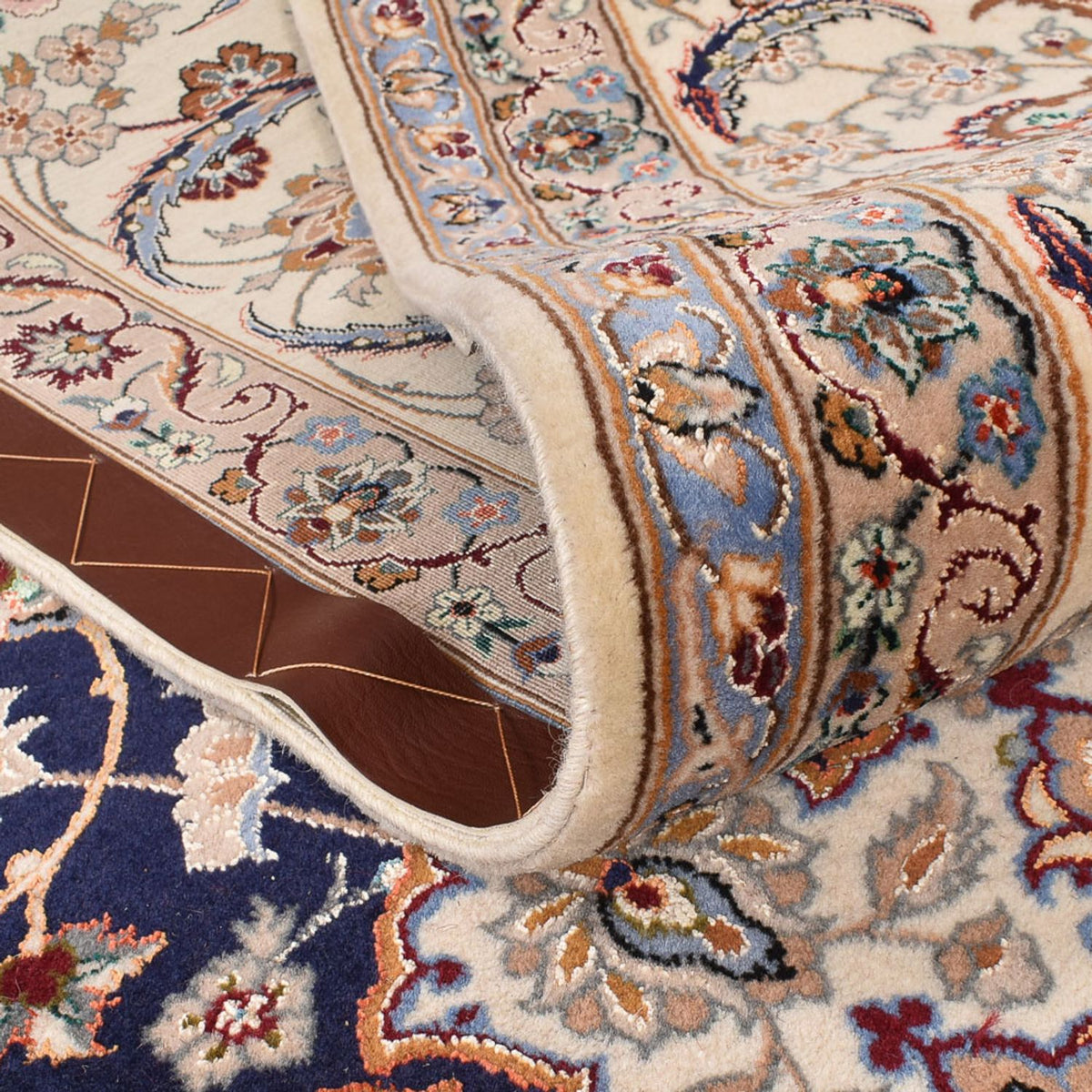 Dywan perski - Isfahan - Premium - 306 x 202 cm - ciemnoniebieski