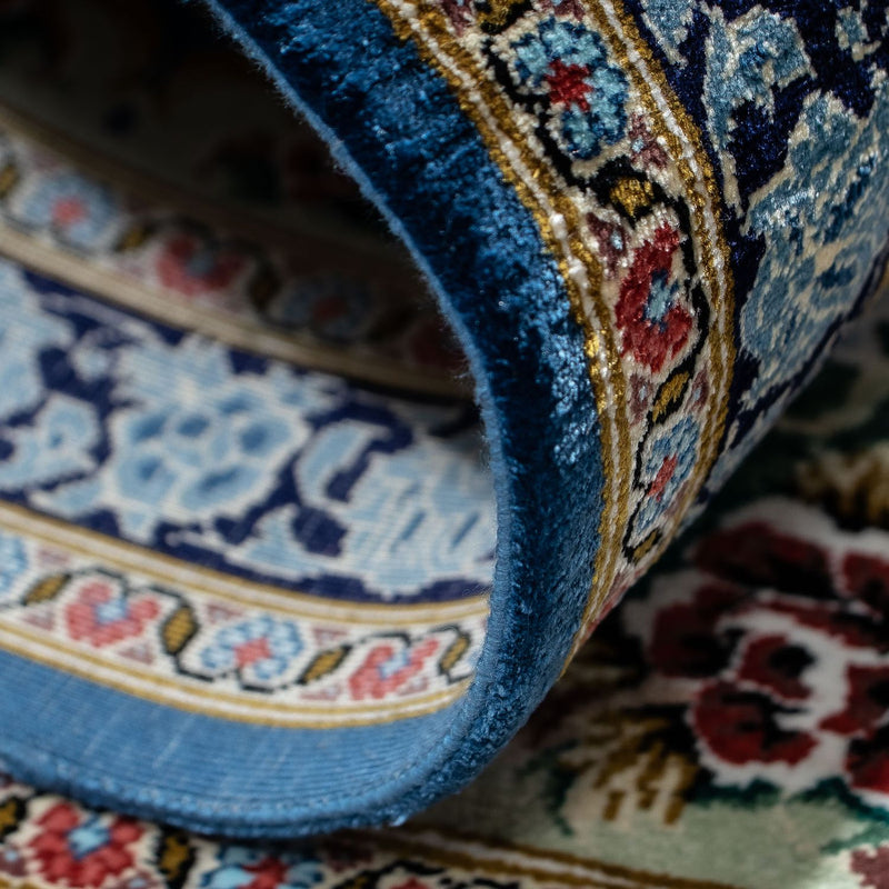 Dywan perski - Ghom - 85 x 59 cm - niebieski