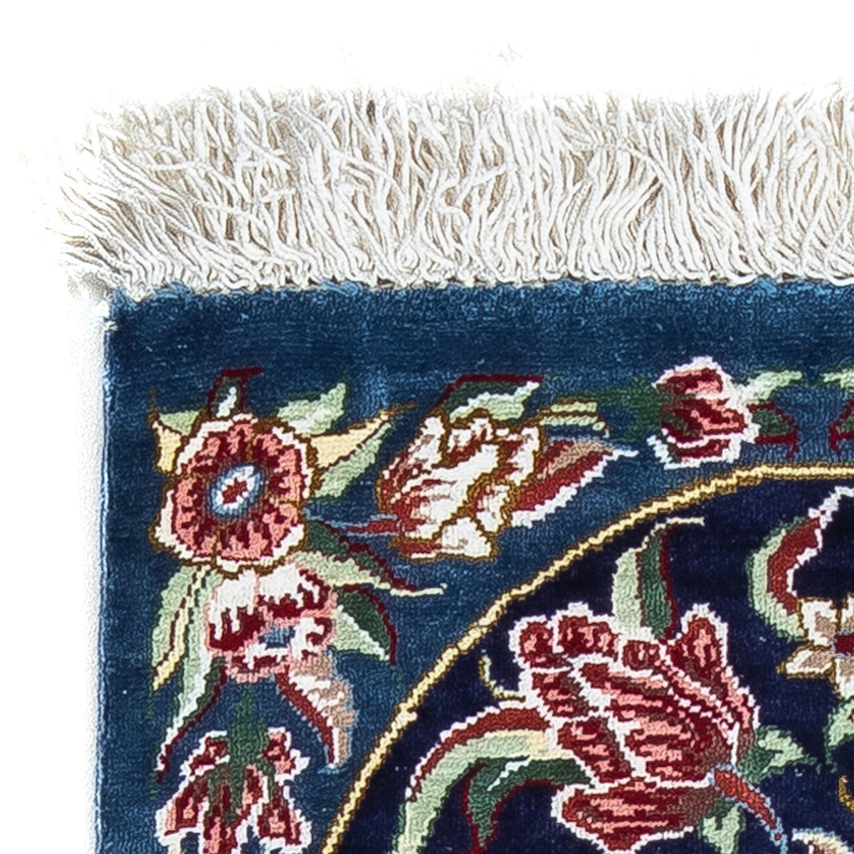 Jedwabny dywan - Ghom Silk - Premium - 40 x 28 cm - ciemnoniebieski