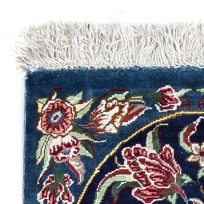 Jedwabny dywan - Ghom Silk - Premium - 40 x 28 cm - ciemnoniebieski