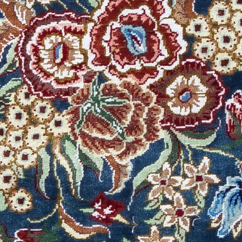 Jedwabny dywan - Ghom Silk - Premium - 40 x 28 cm - ciemnoniebieski