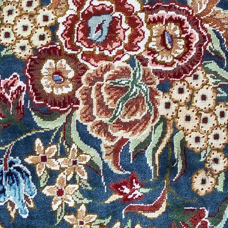 Jedwabny dywan - Ghom Silk - Premium - 40 x 28 cm - ciemnoniebieski