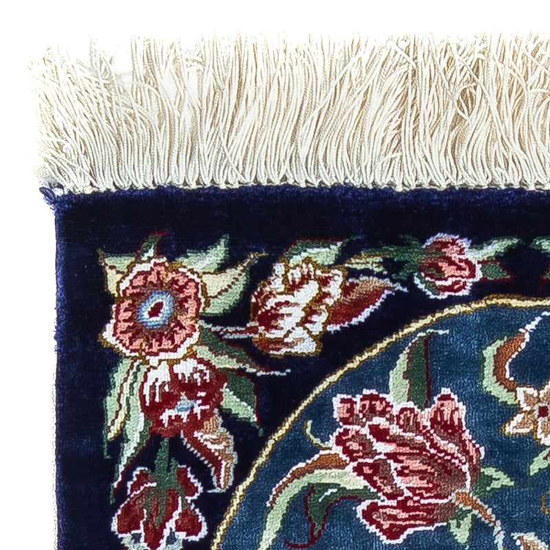 Jedwabny dywan - Ghom Silk - Premium - 40 x 28 cm - ciemnoniebieski