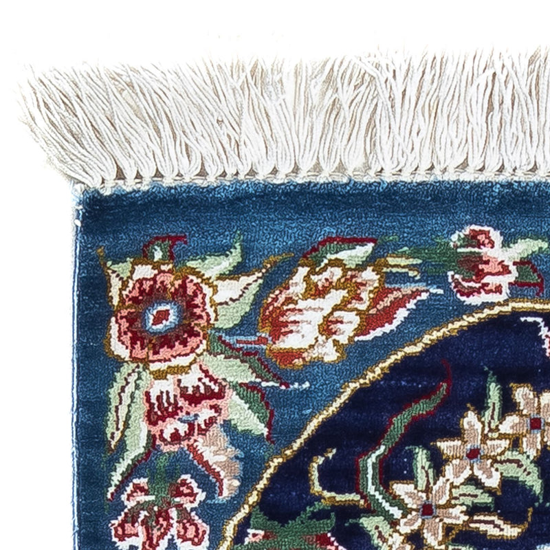 Jedwabny dywan - Ghom Silk - Premium - 40 x 28 cm - ciemnoniebieski