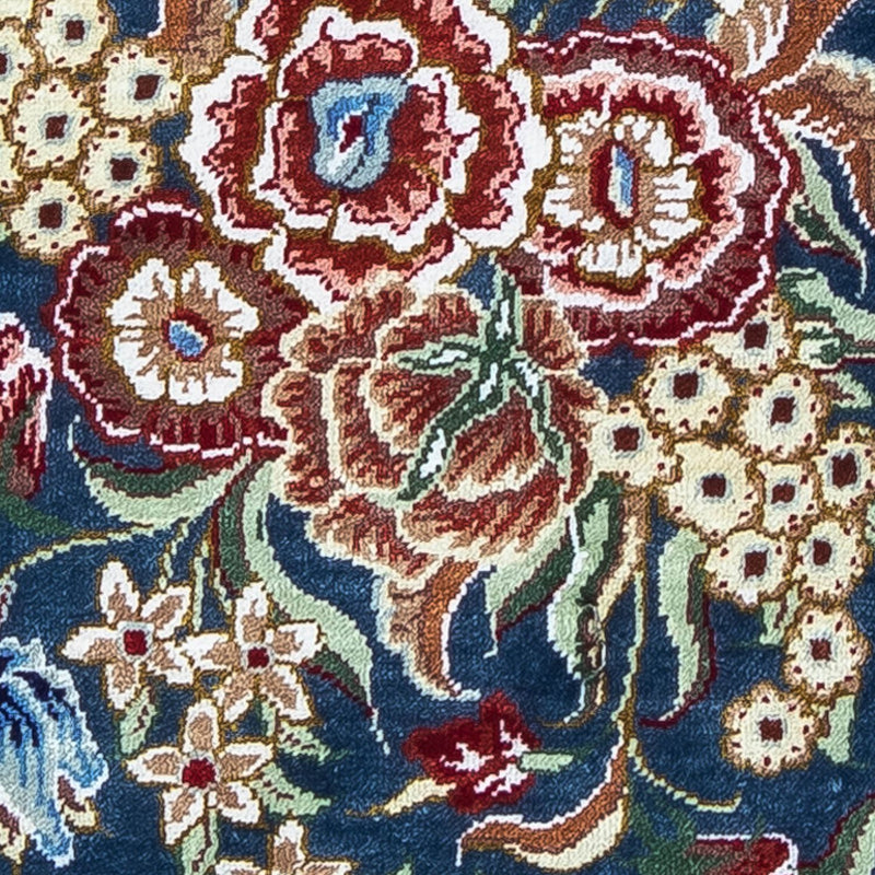 Jedwabny dywan - Ghom Silk - Premium - 40 x 28 cm - ciemnoniebieski