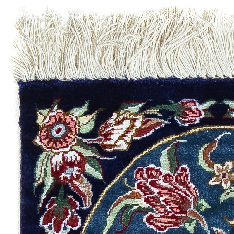 Jedwabny dywan - Ghom Silk - Premium - 40 x 28 cm - ciemnoniebieski