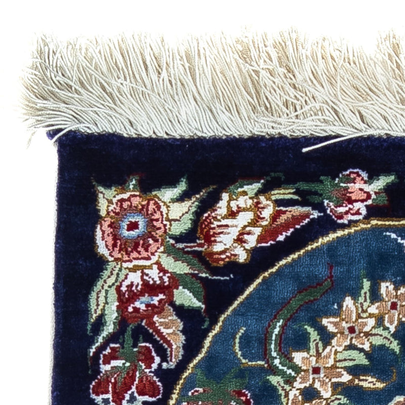 Jedwabny dywan - Ghom Silk - Premium - 40 x 28 cm - ciemnoniebieski