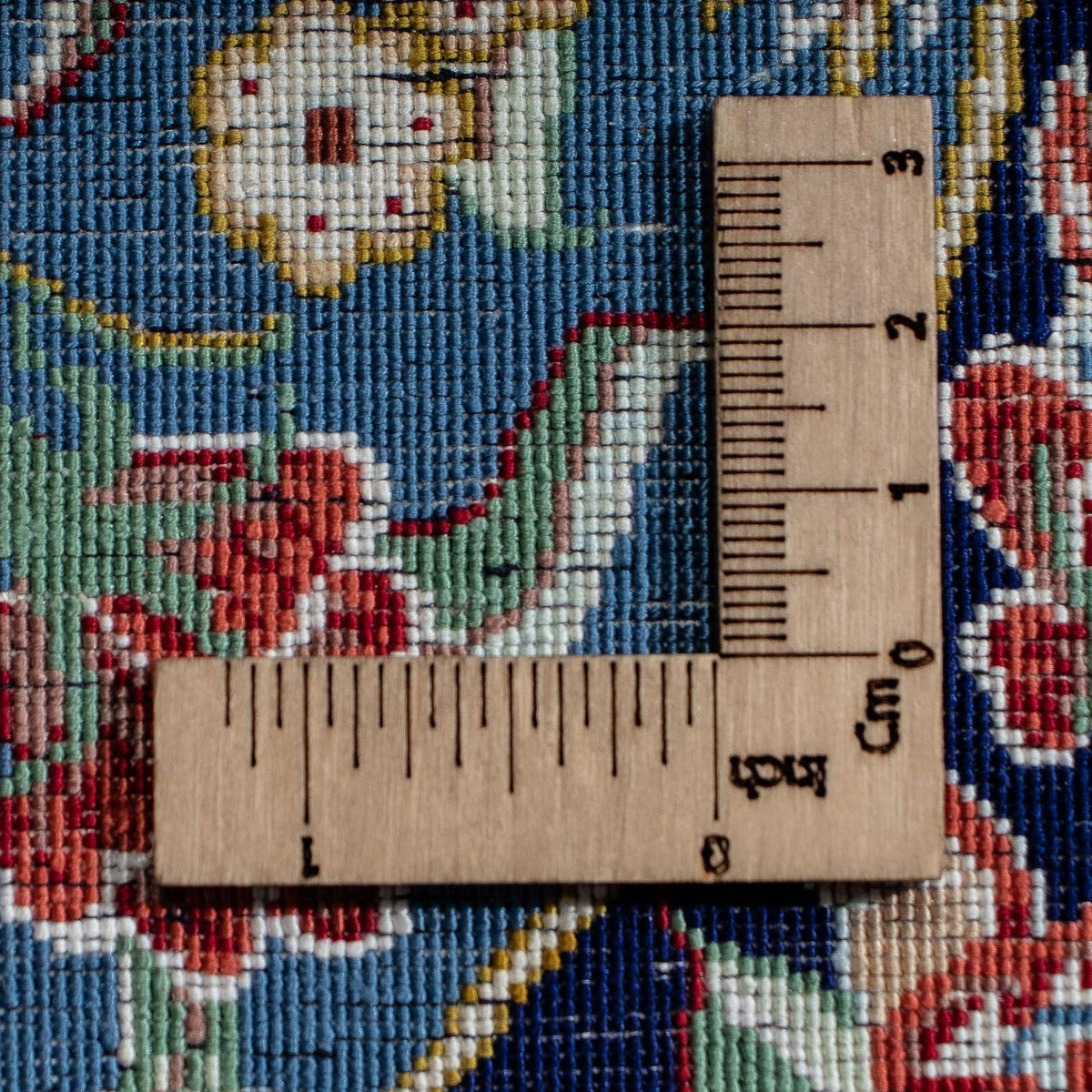 Jedwabny dywan - Ghom Silk - Premium - 40 x 28 cm - ciemnoniebieski