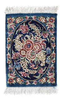 Jedwabny dywan - Ghom Silk - Premium - 40 x 28 cm - ciemnoniebieski
