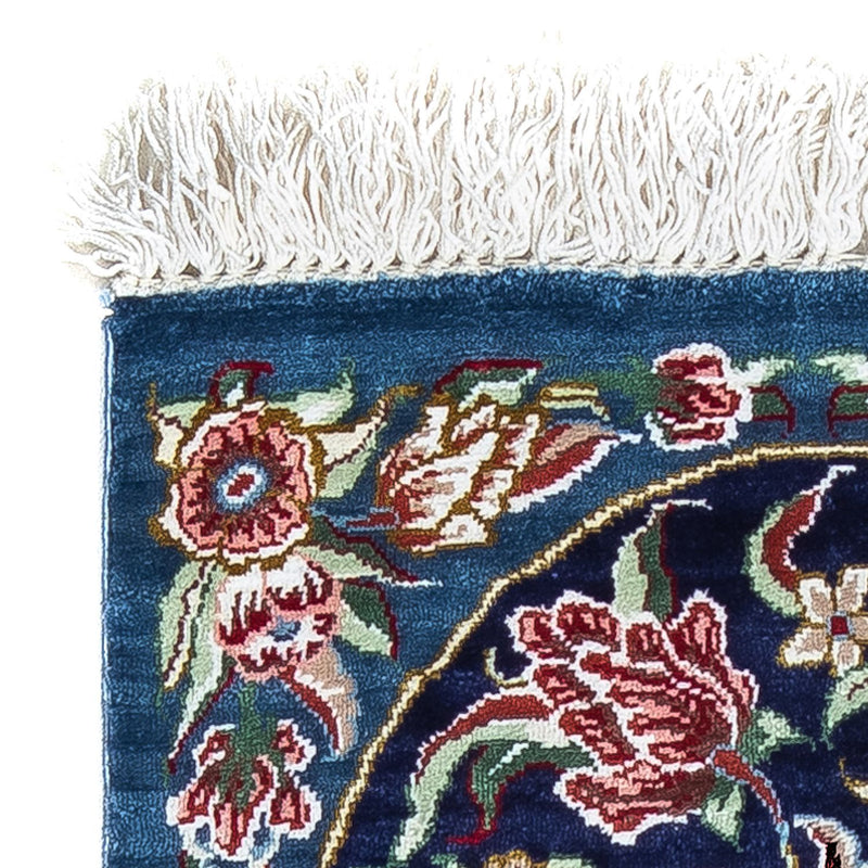 Jedwabny dywan - Ghom Silk - Premium - 40 x 28 cm - ciemnoniebieski