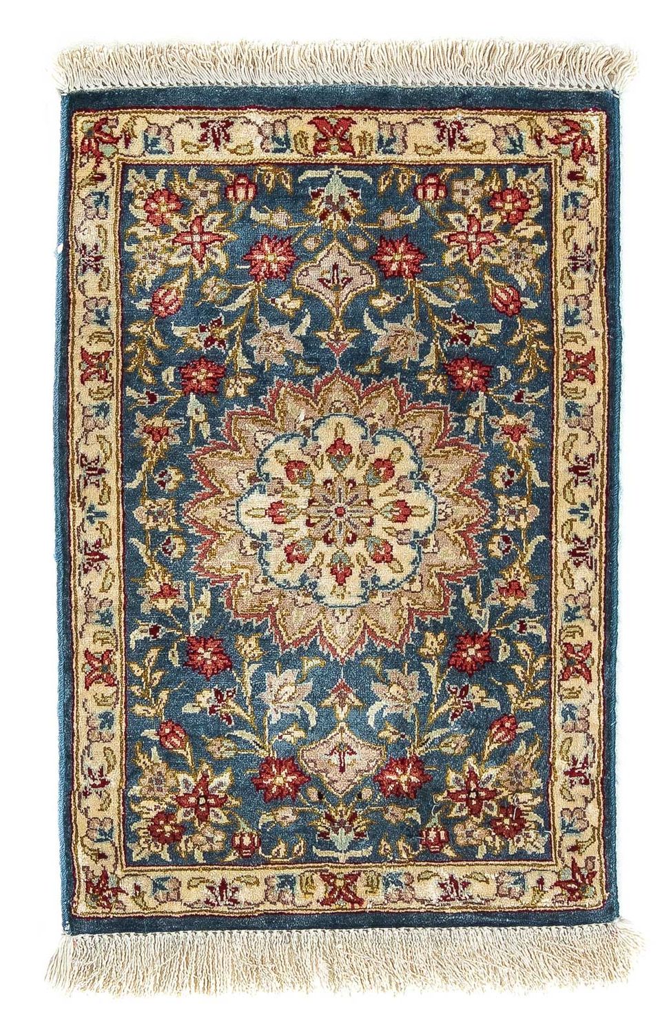 Jedwabny dywan - Ghom Silk - Premium - 44 x 27 cm - ciemnoniebieski