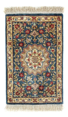 Jedwabny dywan - Ghom Silk - Premium - 44 x 27 cm - ciemnoniebieski