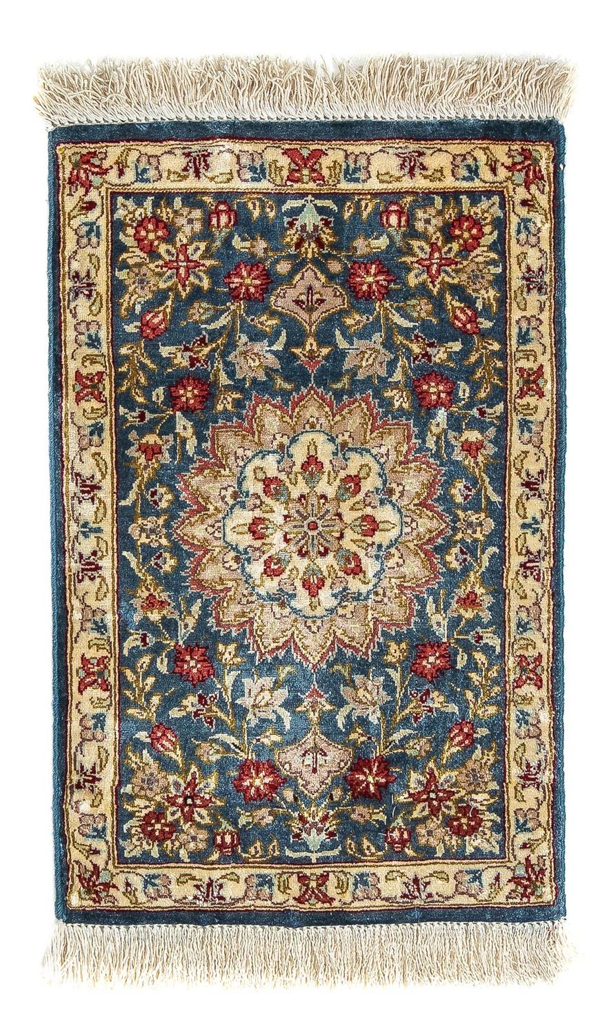 Jedwabny dywan - Ghom Silk - Premium - 44 x 27 cm - ciemnoniebieski