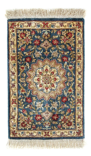 Jedwabny dywan - Ghom Silk - Premium - 44 x 27 cm - ciemnoniebieski