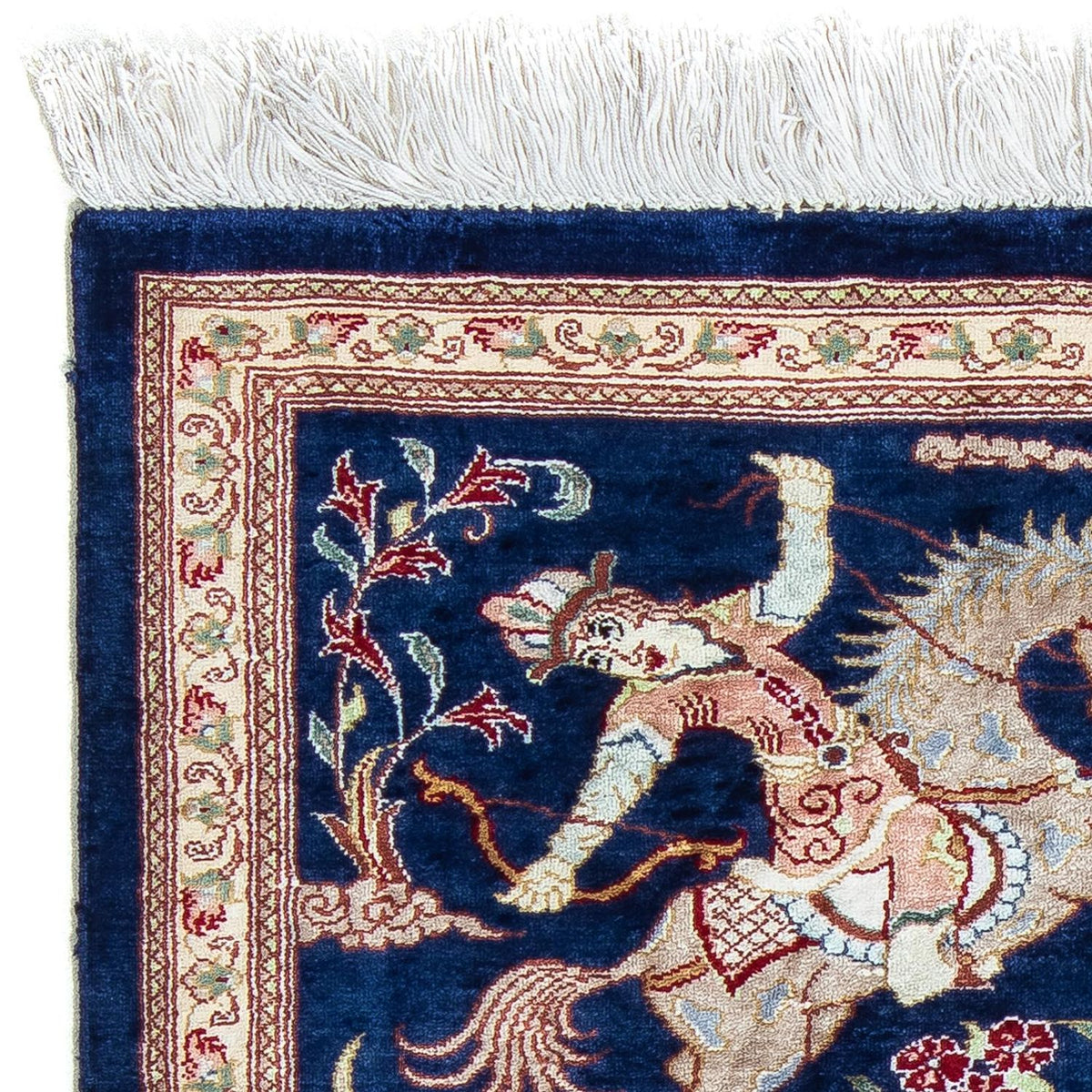 Dywan perski - Ghom - 87 x 55 cm - ciemnoniebieski