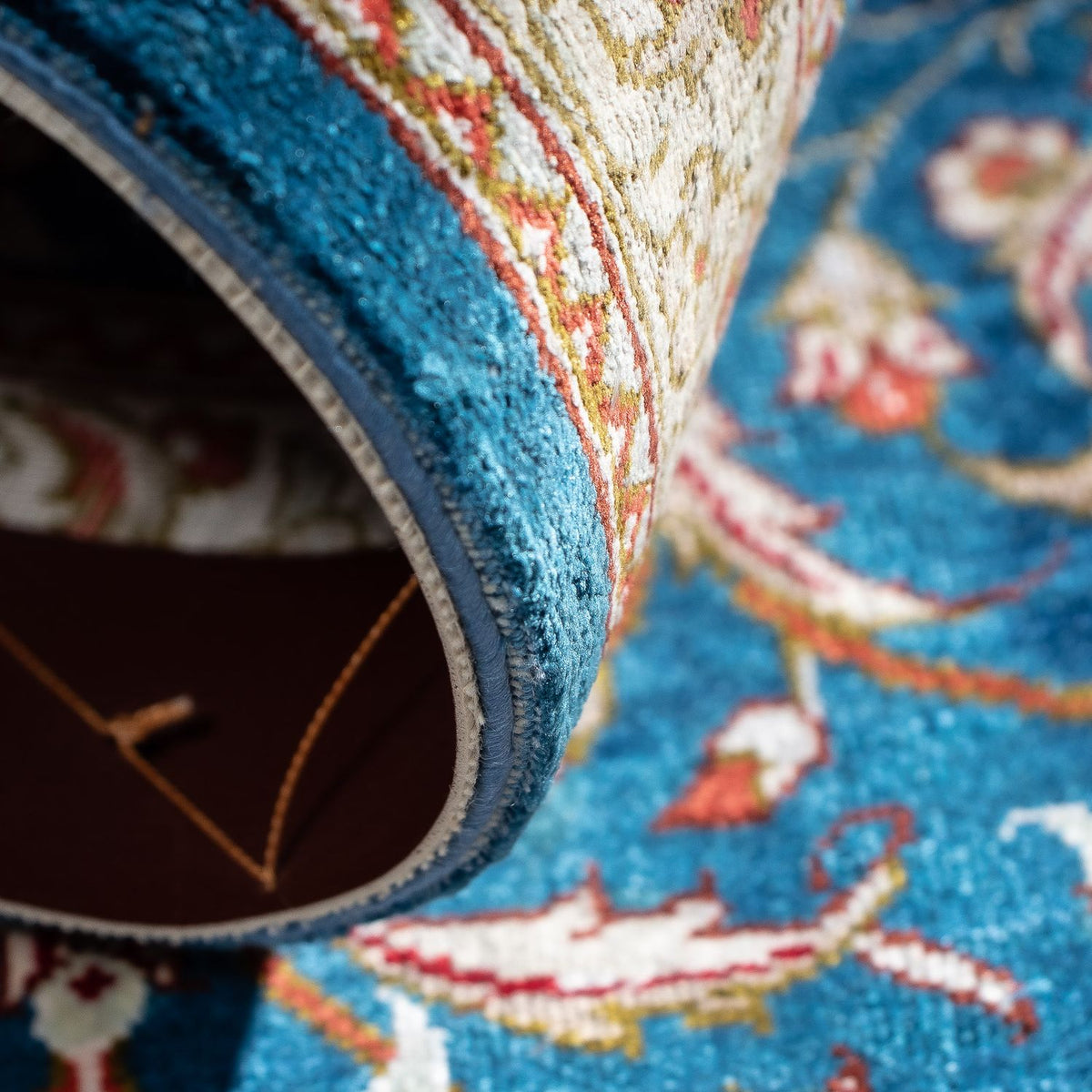 Dywan perski - Ghom - 92 x 57 cm - ciemnoniebieski