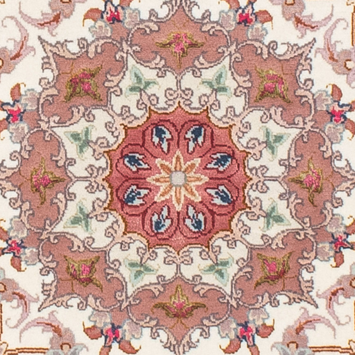 Dywan perski - Tabriz - Królewski okrągły  - 105 x 105 cm - beżowy