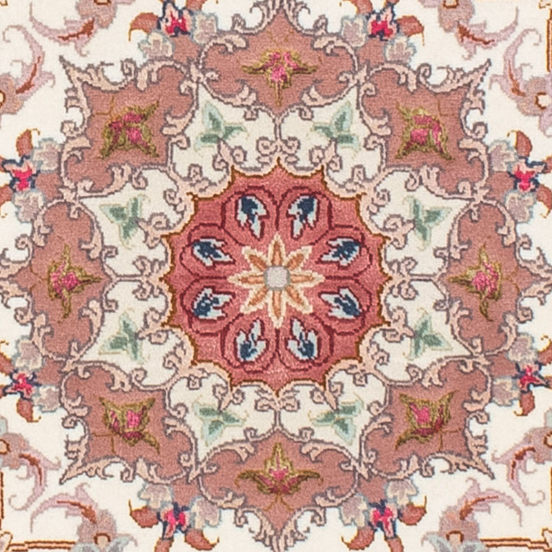 Dywan perski - Tabriz - Królewski okrągły  - 105 x 105 cm - beżowy