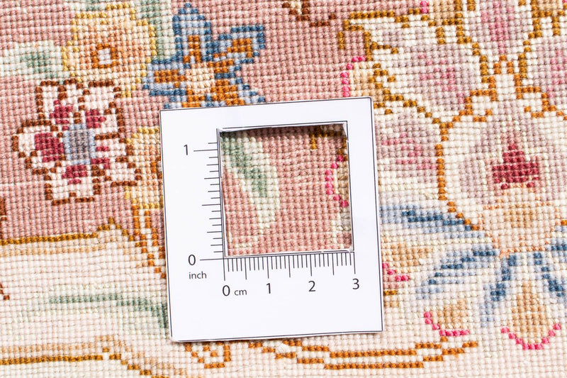 Dywan perski - Tabriz - Królewski okrągły  - 105 x 105 cm - beżowy