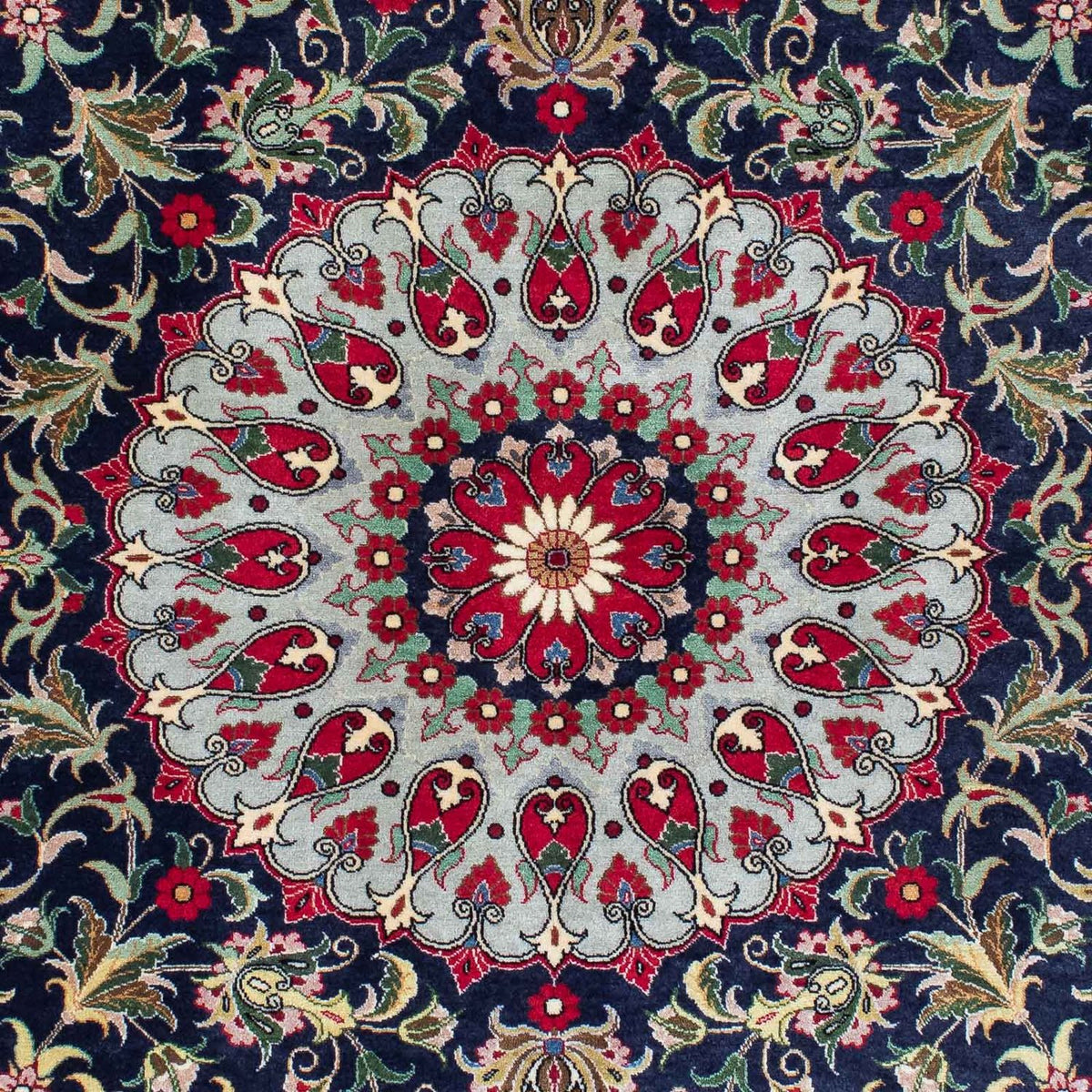 Dywan perski - Ghom - 204 x 135 cm - ciemnoniebieski