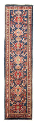 Biegacz Dywan Ziegler - Kazak - 298 x 78 cm - niebieski