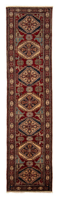 Biegacz Dywan Ziegler - Kazak - 302 x 77 cm - ciemna czerwień