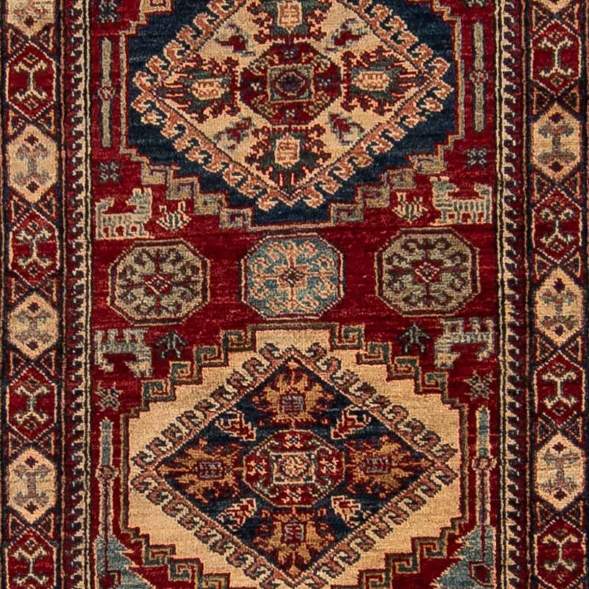 Biegacz Dywan Ziegler - Kazak - 302 x 77 cm - ciemna czerwień