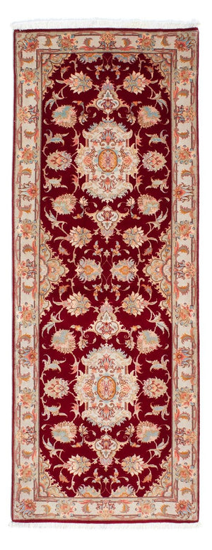Biegacz Dywan perski - Tabriz - Królewski - 208 x 80 cm - ciemna czerwień