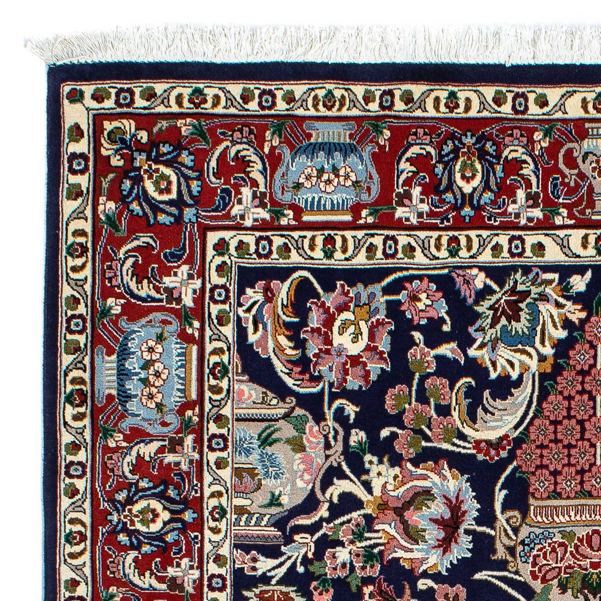 Dywan perski - Ghom - 188 x 135 cm - ciemnoniebieski