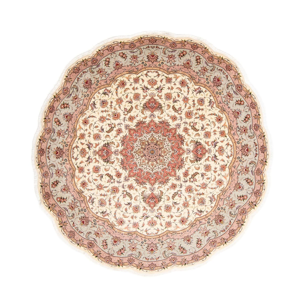 Dywan perski - Tabriz - Królewski okrągły  - 250 x 250 cm - beżowy