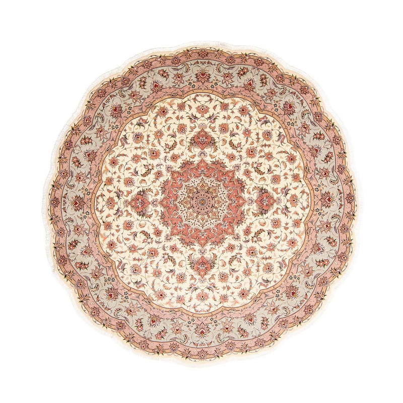 Dywan perski - Tabriz - Królewski okrągły  - 250 x 250 cm - beżowy