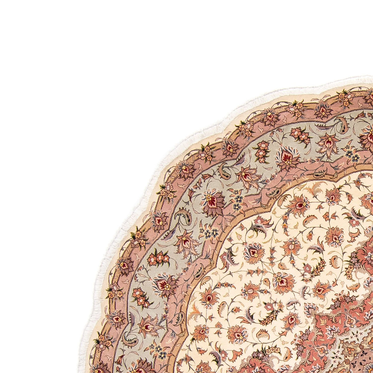 Dywan perski - Tabriz - Królewski okrągły  - 250 x 250 cm - beżowy