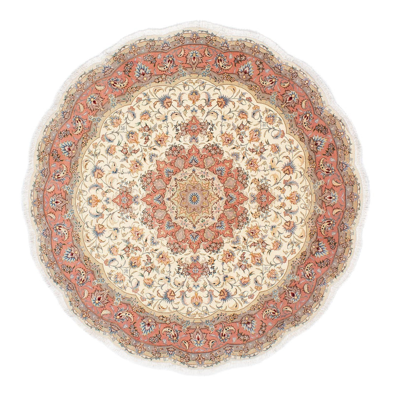 Dywan perski - Tabriz - Królewski okrągły  - 194 x 194 cm - beżowy