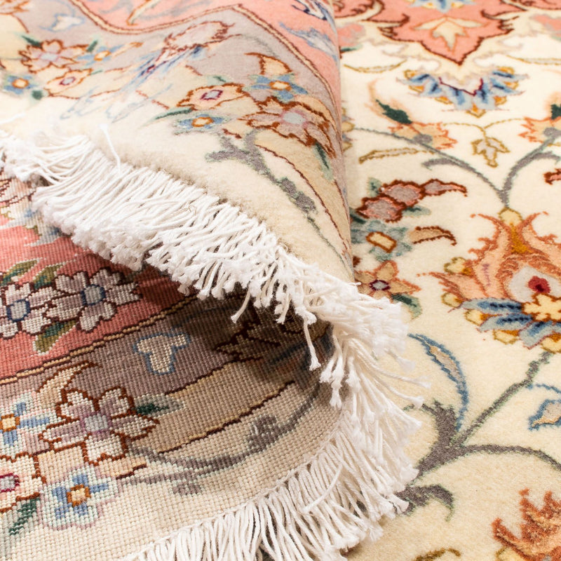 Dywan perski - Tabriz - Królewski okrągły  - 194 x 194 cm - beżowy