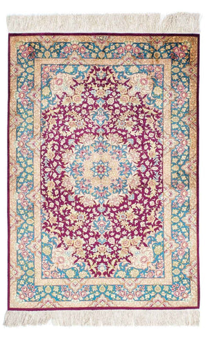 Dywan perski - Ghom - 148 x 99 cm - ciemna czerwień