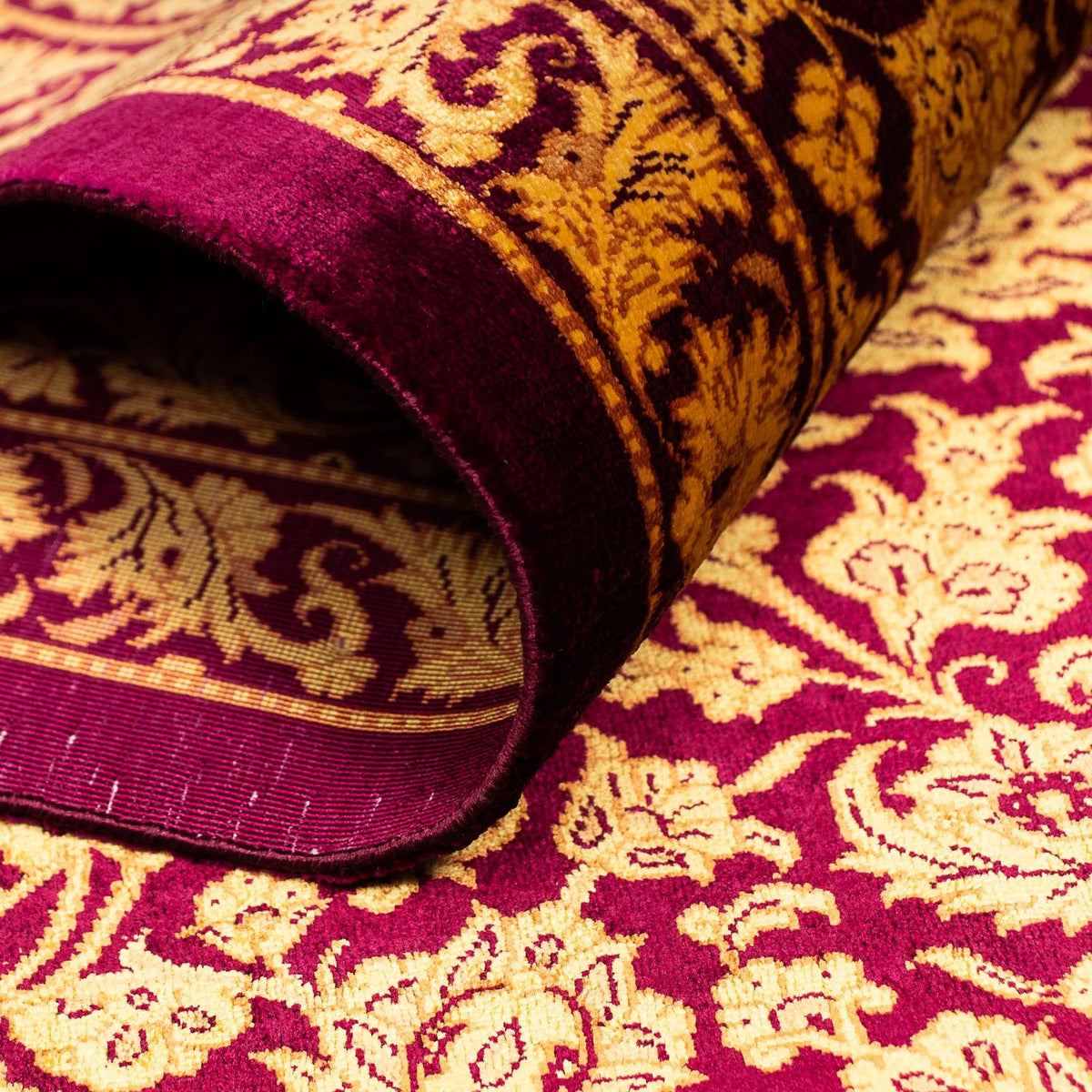 Jedwabny dywan - Ghom Silk - Premium - 216 x 132 cm - ciemnoniebieski