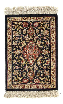 Jedwabny dywan - Ghom Silk - Premium - 42 x 28 cm - ciemnoniebieski
