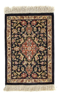 Jedwabny dywan - Ghom Silk - Premium - 42 x 28 cm - ciemnoniebieski
