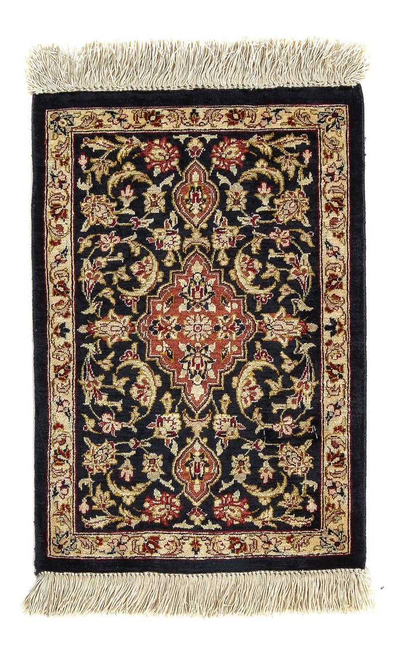 Jedwabny dywan - Ghom Silk - Premium - 42 x 28 cm - ciemnoniebieski