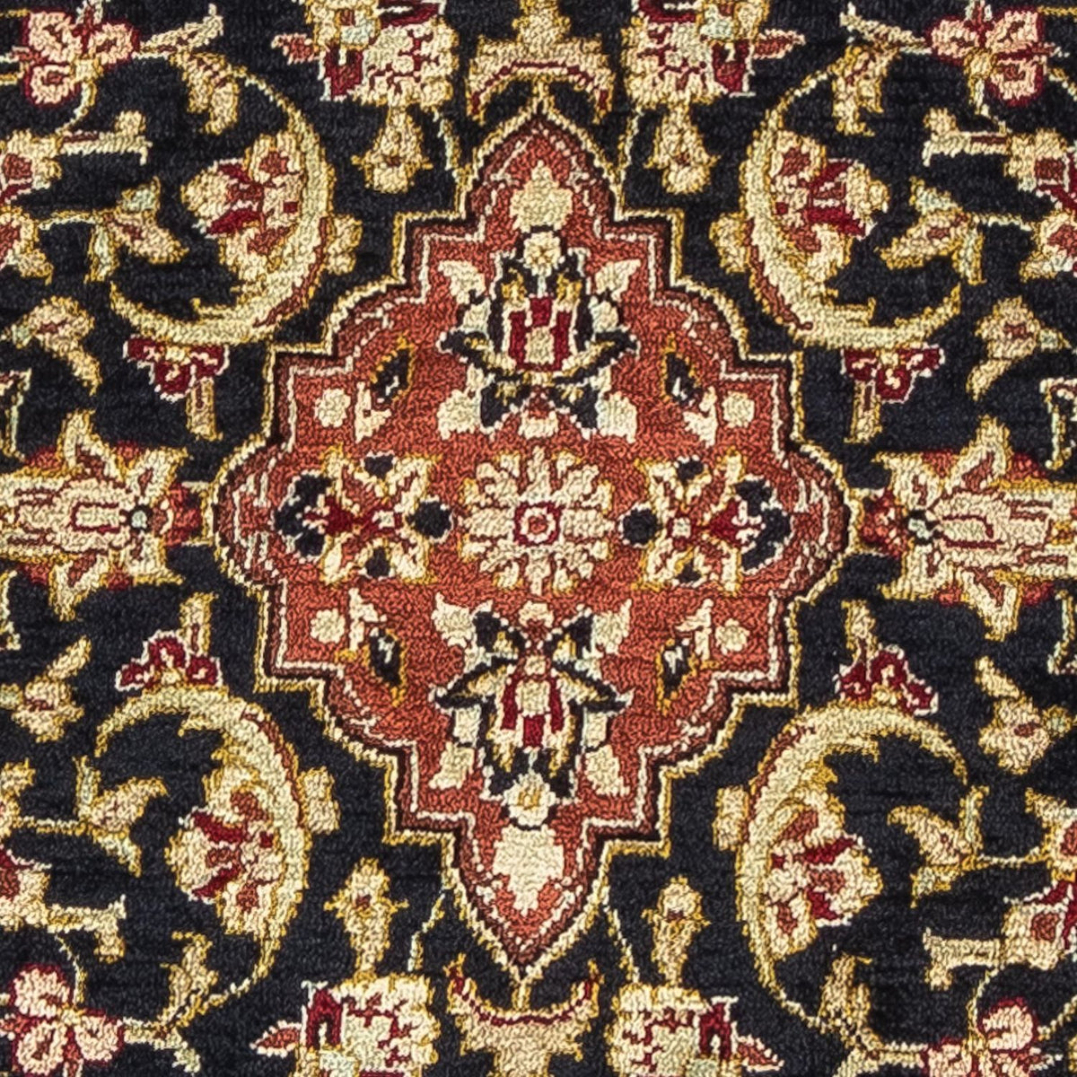 Jedwabny dywan - Ghom Silk - Premium - 42 x 28 cm - ciemnoniebieski