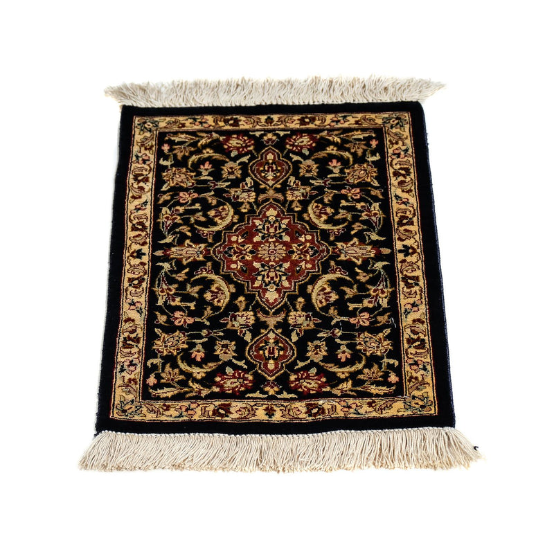 Jedwabny dywan - Ghom Silk - Premium - 42 x 28 cm - ciemnoniebieski